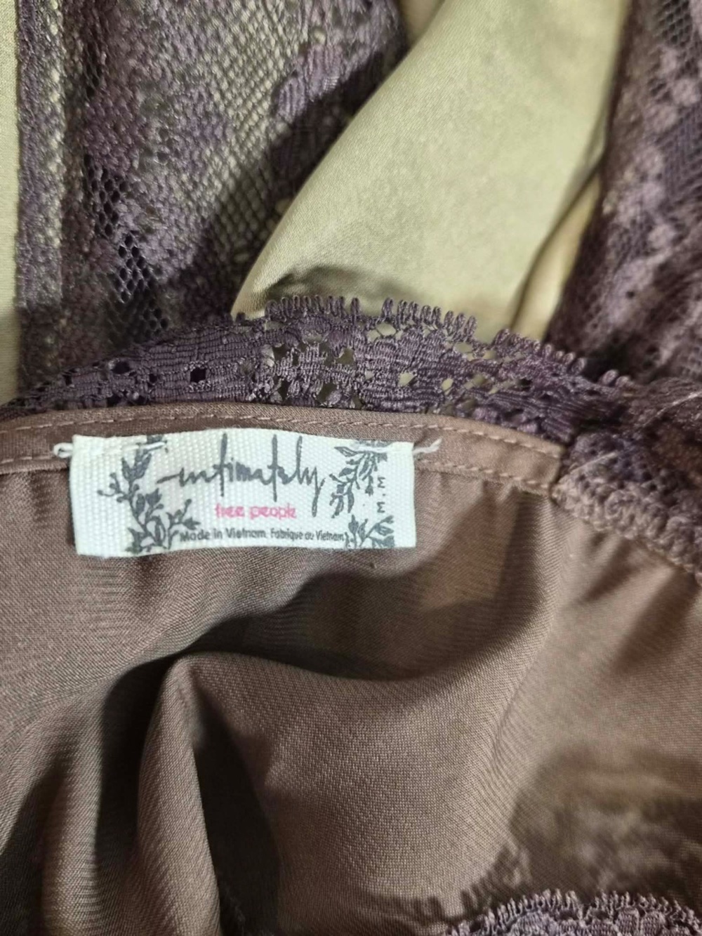 Free People NWT Bronze Green & Brown Romantic Hippie Fairycore Witch Satin Dress - Picture 10 of 10